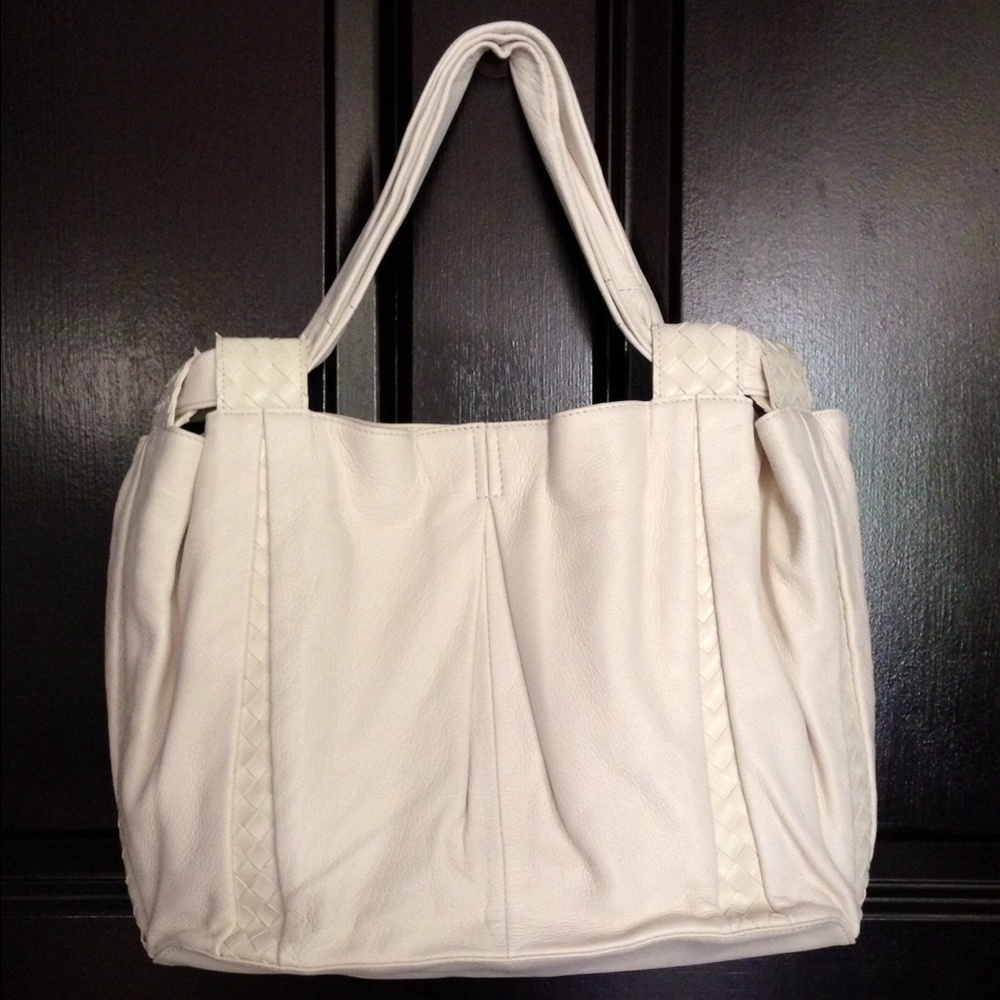 Italian ivory calfskin leather shoulder bag DESMO